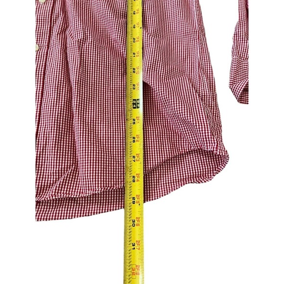 Tommy Hilfiger Dress Shirt Men Size 15.5 32-33 Red Gingham Plaid Checkered Work - Picture 6 of 8